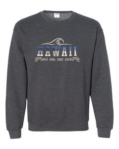 Hawaii Wave Embroidery Adult Crewneck