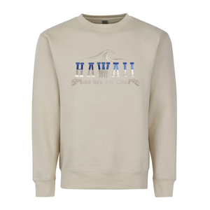 Hawaii Wave Embroidery Adult Crewneck