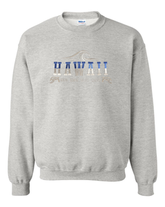 Hawaii Wave Embroidery Adult Crewneck