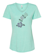 Load image into Gallery viewer, Rhinestone Vertical Hibiscus V-Neck
