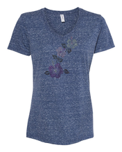 Load image into Gallery viewer, Rhinestone Vertical Hibiscus V-Neck
