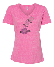 Load image into Gallery viewer, Rhinestone Vertical Hibiscus V-Neck
