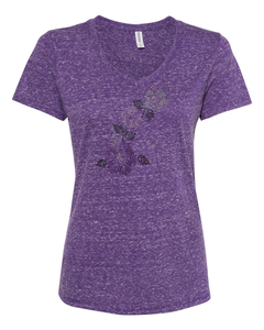 Rhinestone Vertical Hibiscus V-Neck