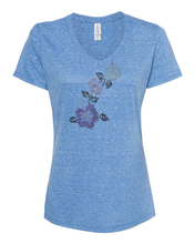 Load image into Gallery viewer, Rhinestone Vertical Hibiscus V-Neck
