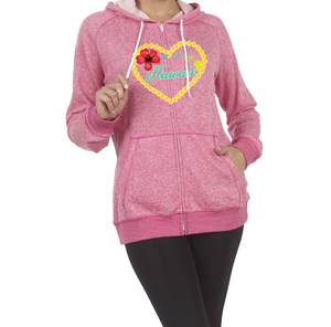 Plumeria Heart Zip Hoodie