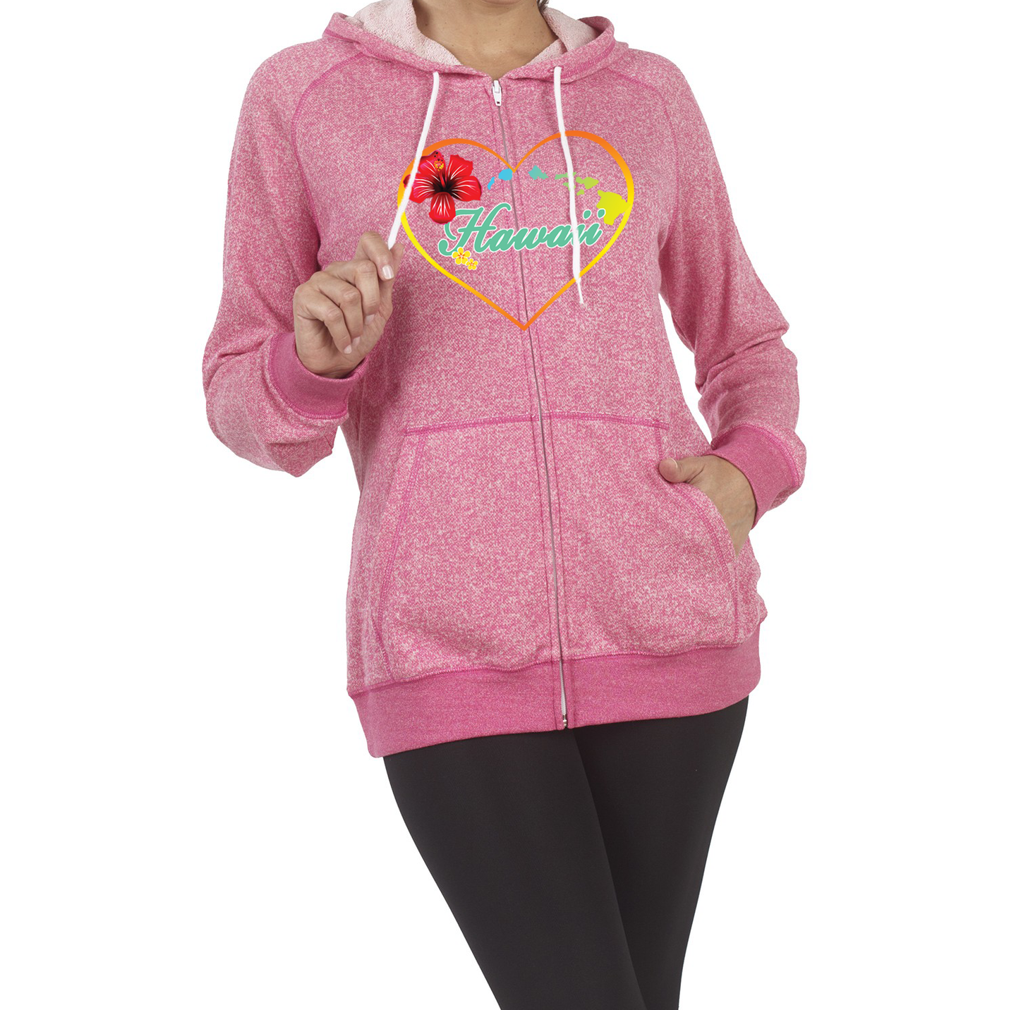 Hibiscus Heart Zip Hoodie