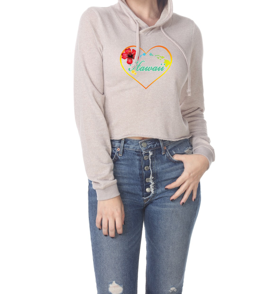 Hibiscus Heart Cropped Hoodie