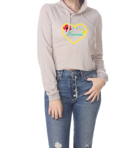 Plumeria Heart Cropped Hoodie