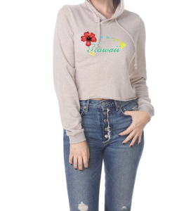 Hawaii Hibiscus Cropped Hoodie