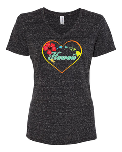 Hibiscus Heart on V-Neck