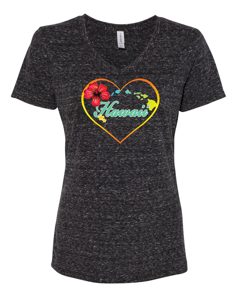 Hibiscus Heart on V-Neck