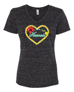 Plumeria Heart on V-Neck