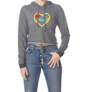 Plumeria Heart Cropped Hoodie