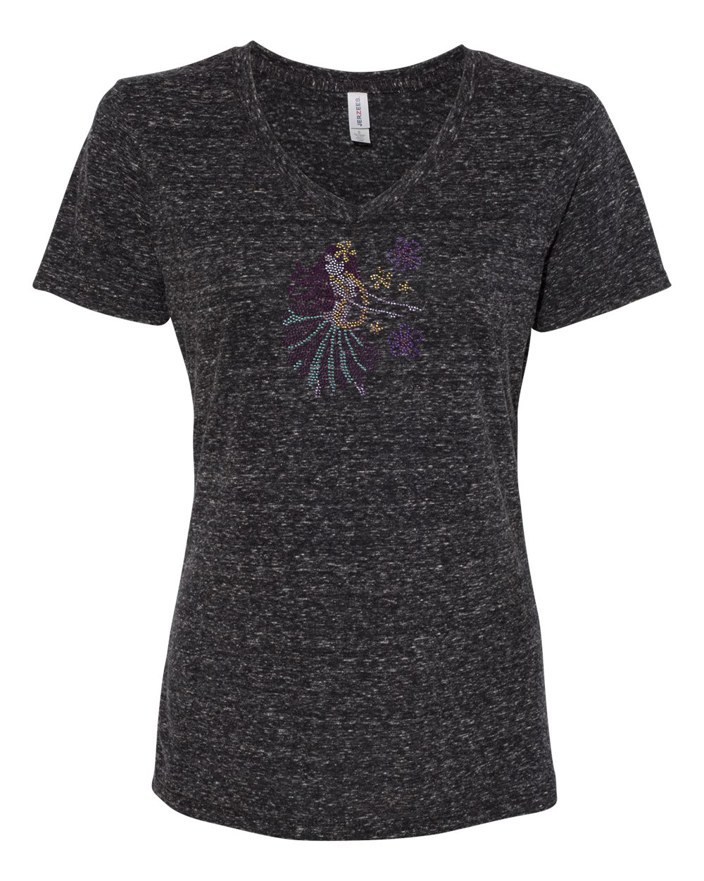 Rhinestone Hula Girl V-Neck