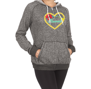 Plumeria Heart Zip Hoodie