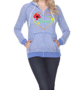 Hibiscus Heart Zip Hoodie