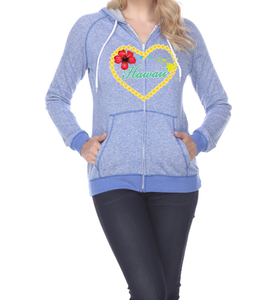 Plumeria Heart Zip Hoodie