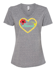 Plumeria Heart on V-Neck