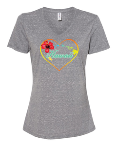 Hibiscus Heart on V-Neck