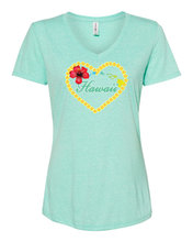 Load image into Gallery viewer, Plumeria Heart on V-Neck
