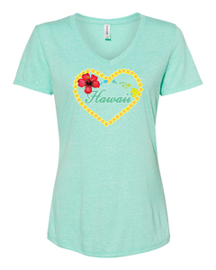 Plumeria Heart on V-Neck