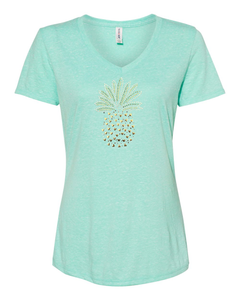 Rhinestone Pineapple V-Neck