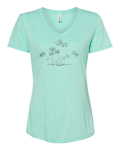 Rhinestone Palm Tree V-Neck