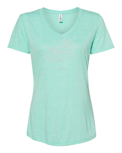 Rhinestone Double Hibiscus V-Neck