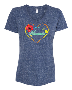 Hibiscus Heart on V-Neck