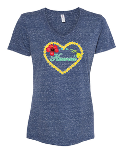 Plumeria Heart on V-Neck