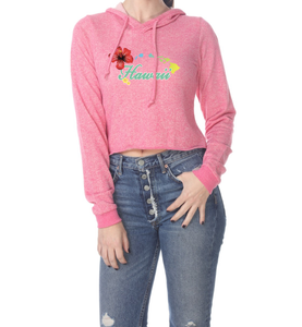 Hawaii Hibiscus Cropped Hoodie