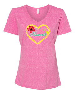 Plumeria Heart on V-Neck