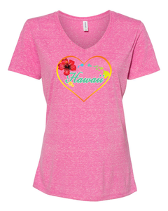 Hibiscus Heart on V-Neck