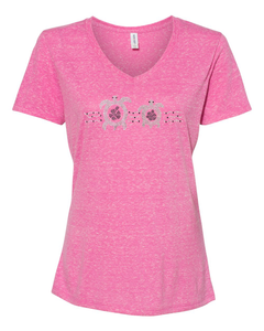 Rhinestone Turtle V-Neck