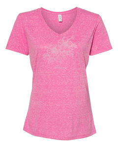 Rhinestone Double Hibiscus V-Neck