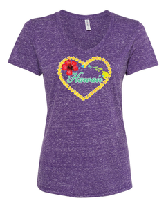 Plumeria Heart on V-Neck