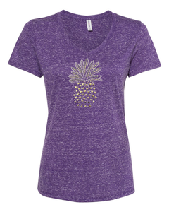 Rhinestone Pineapple V-Neck