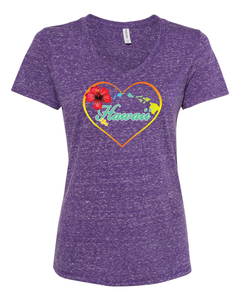 Hibiscus Heart on V-Neck