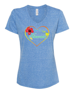 Hibiscus Heart on V-Neck