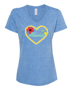 Plumeria Heart on V-Neck