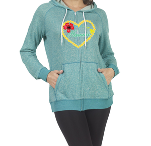 Plumeria Heart Zip Hoodie