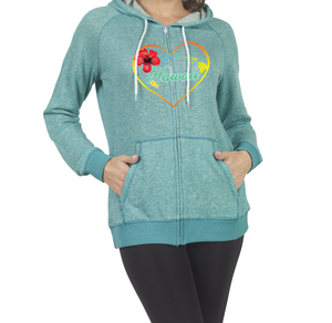 Hibiscus Heart Zip Hoodie